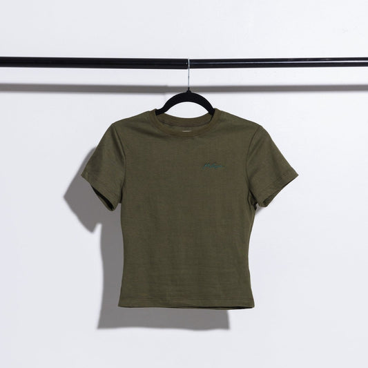 Verde Musgo Basic Fitted T-Shirt