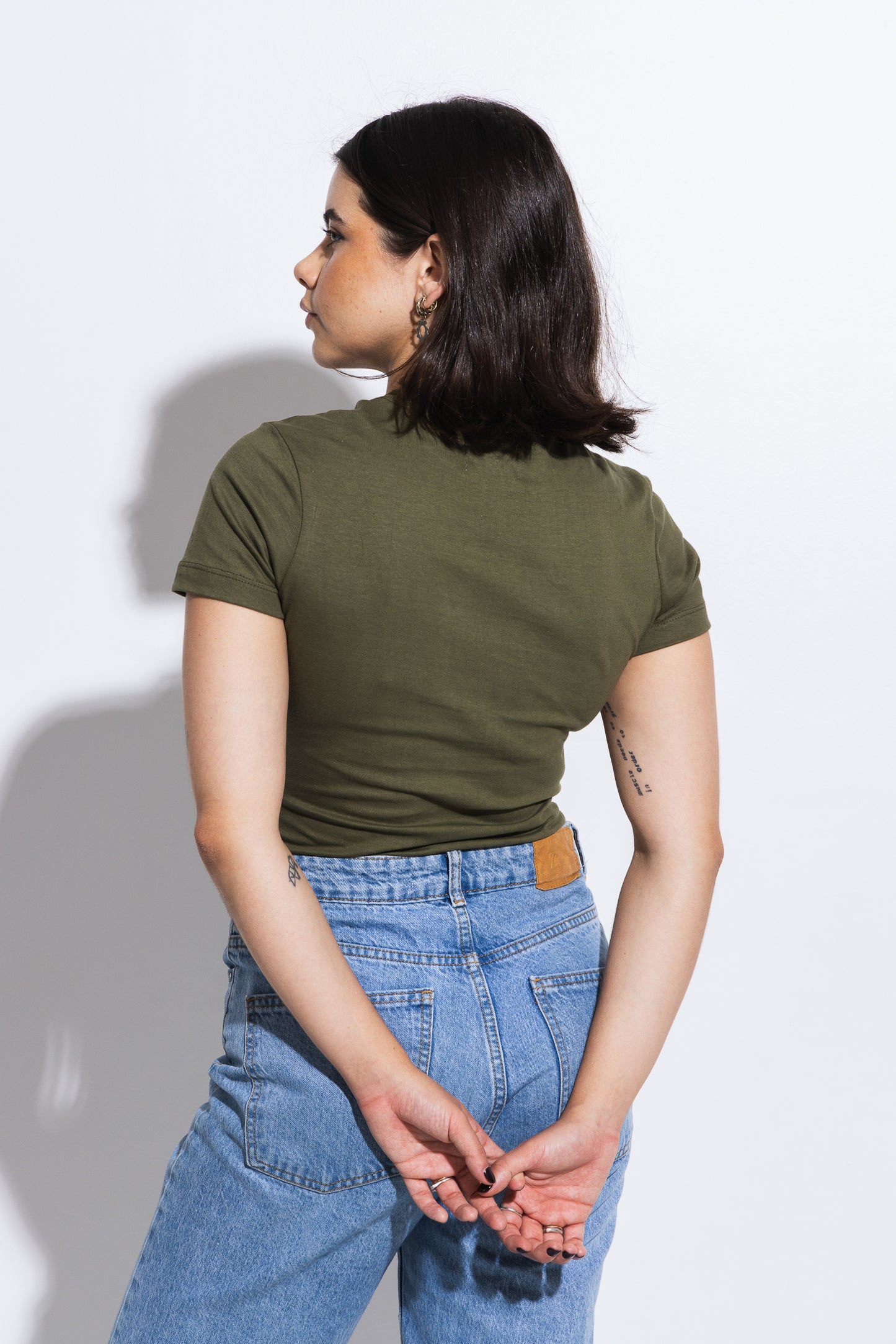 Verde Musgo Basic Fitted T-Shirt